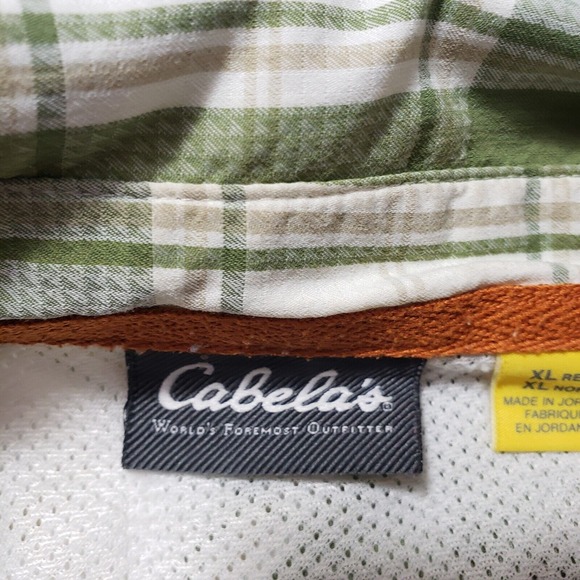 Cabela's Shirt Mens XL Green Plaid Pockets Short Sleeve‎ Button-Up - Picture 6 of 11